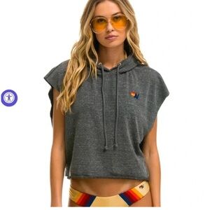 Aviator Nation Gray Sleeveless Hoodie